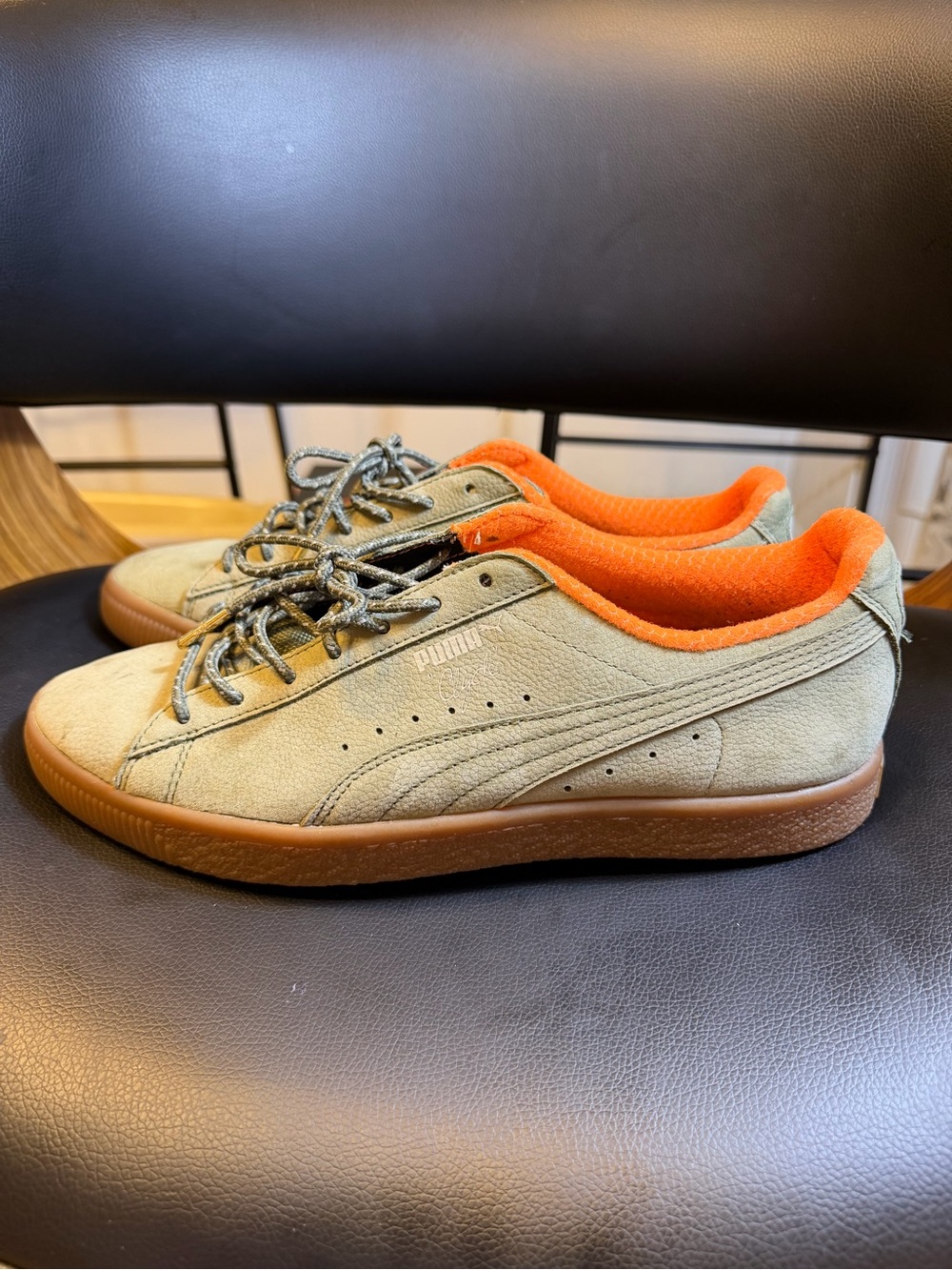 Puma Clyde Winter in the "Burnt Olive / Vintage Khaki / Orange Clown Fish"